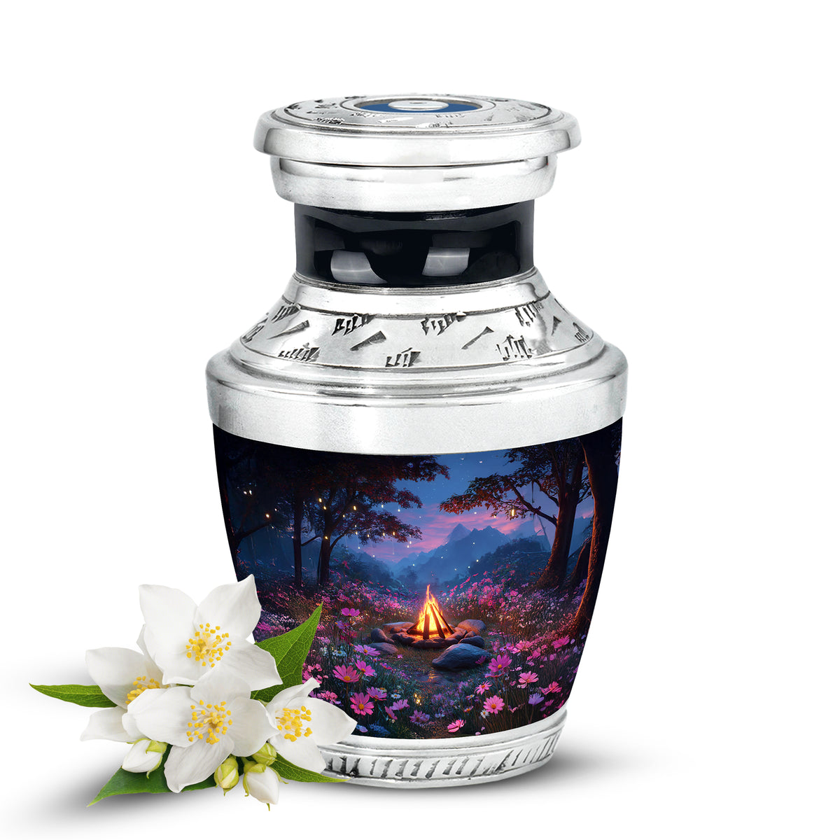 Personalized Refined Campfire Cremation Urns - Blue 10-inch, 200 cu in - Karyliz