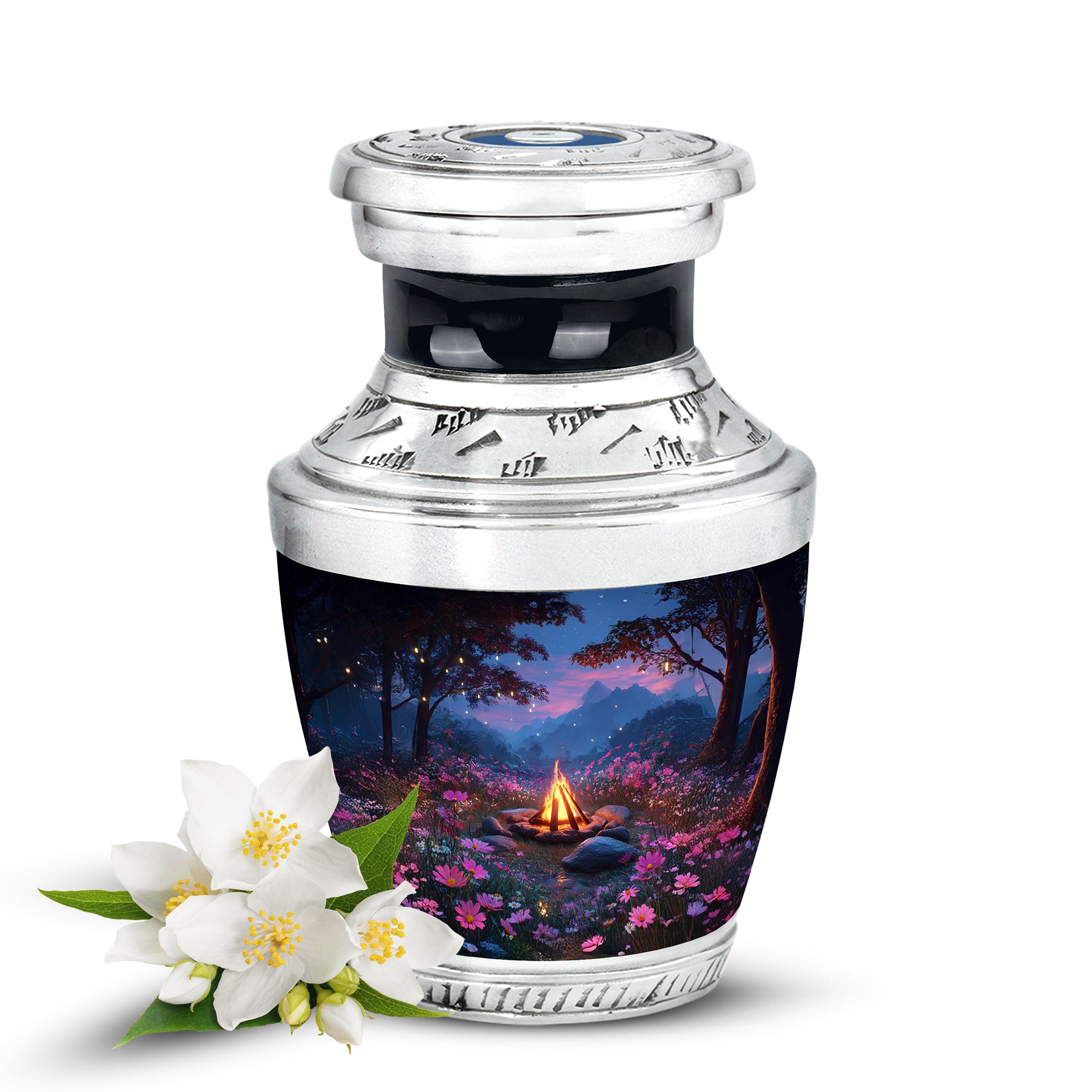 Personalized Refined Campfire Cremation Urns - Blue 10-inch, 200 cu in - Karyliz