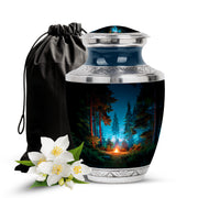 Rich Black Campfire Cremation Urn side profile showing urn shape - contemporary campfire design with modern artistic flair - full-size 10 inch 200 cubic inch adult cremation urn