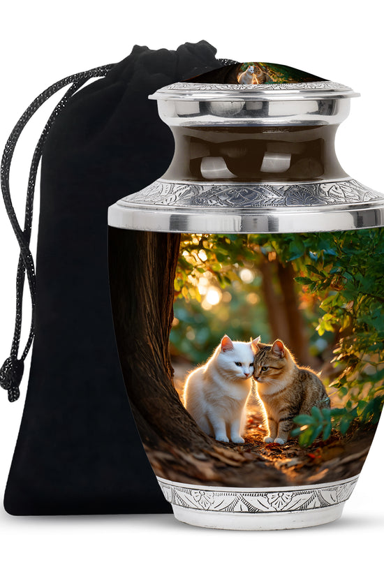 Two Cats Tribute Cremation Urn - Pet Memorial Urn For Ashes