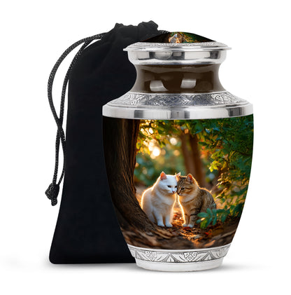 Two Cats Tribute Cremation Urn - Pet Memorial Urn For Ashes