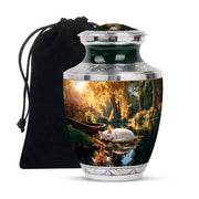 White Cat Theme Memorial Urn - Large Funeral Urn For Ashes
