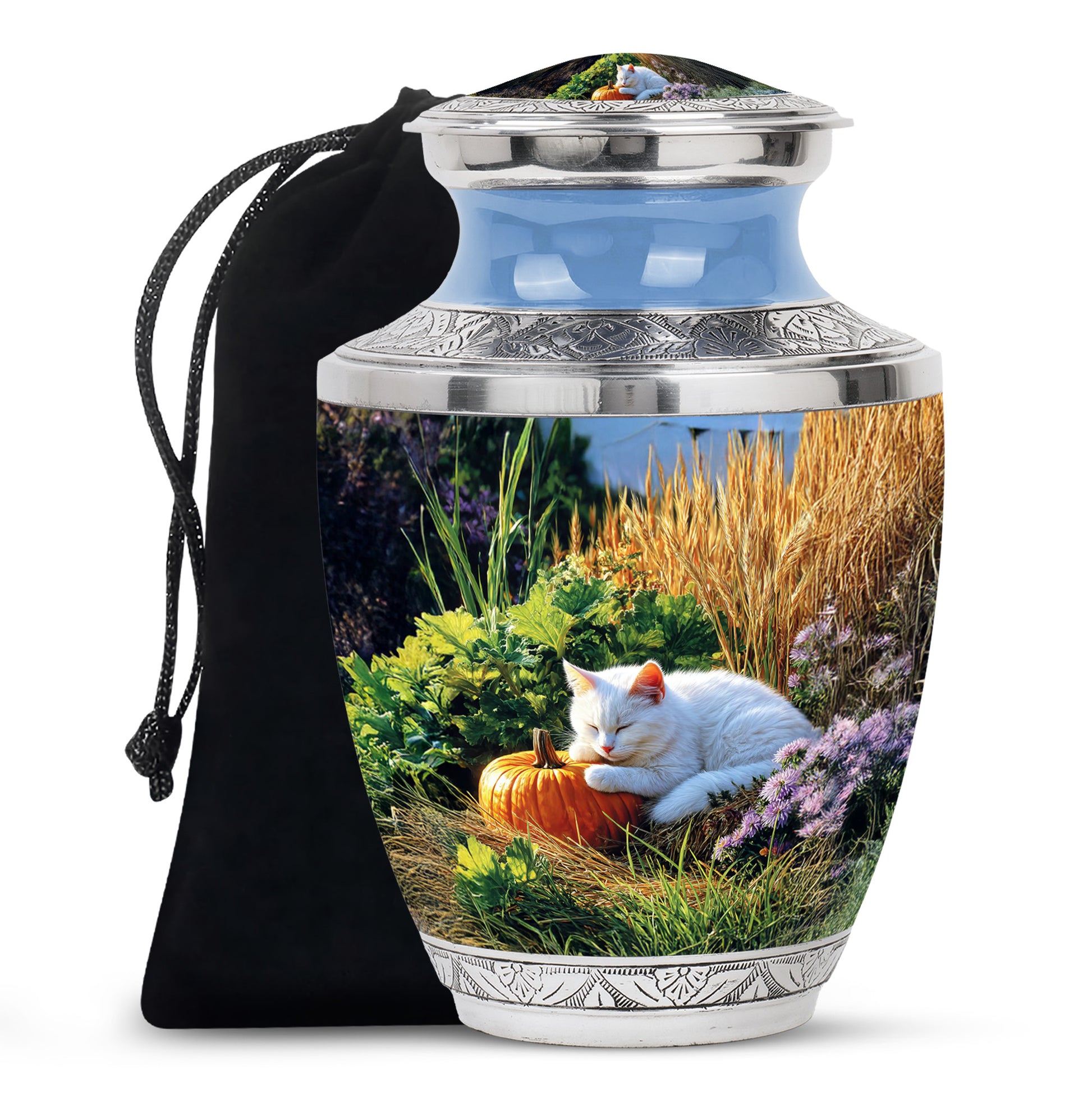 Peaceful Cat Memorial Urn - Aluminium Funeral Urn For Pet Ashes
