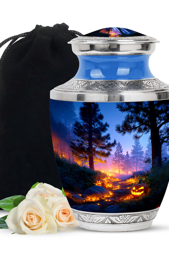 Halloween Pumpkin Forest Funeral Urn - Cremation Urn For Loved Ones