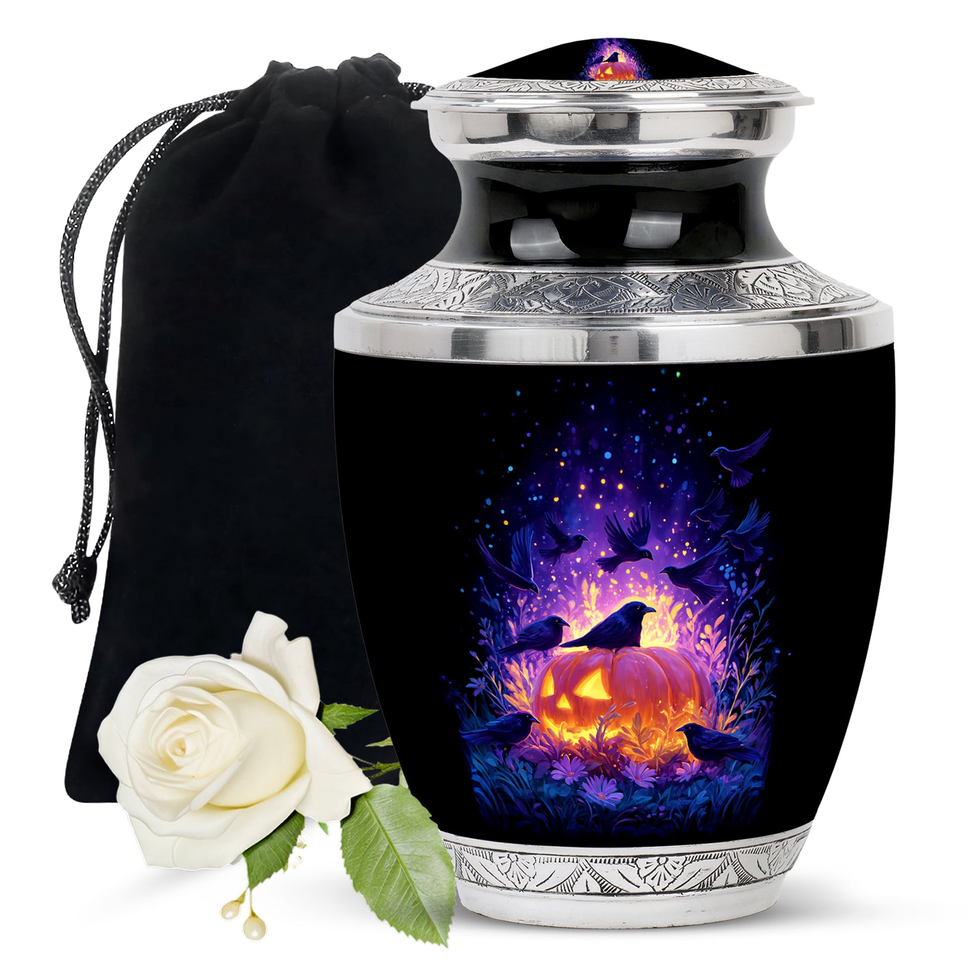 Raven Bird Memorial Urn - Fantasy Halloween Urn For Adult Ashes