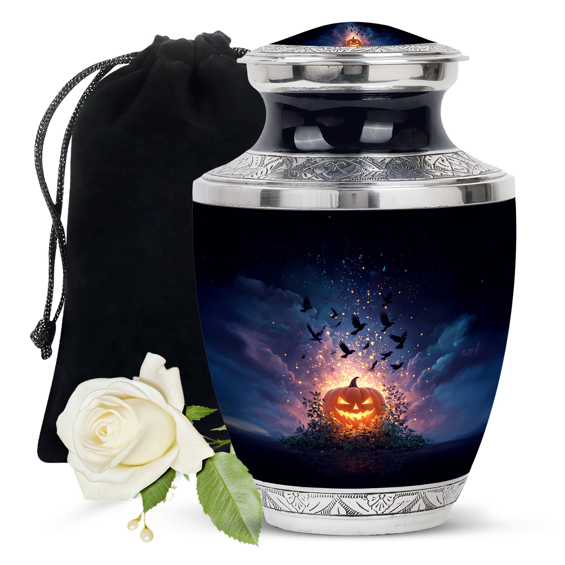 Halloween Crow Funeral Urn – Decorative Ashes Urn For Adult Ashes