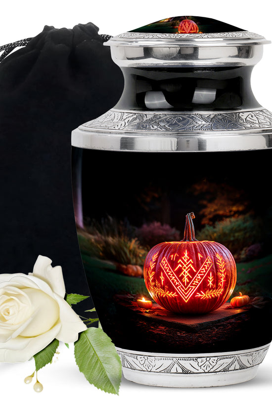 Halloween Cremation Urn - Glowing Pumpkin Memorial Urn For Burial