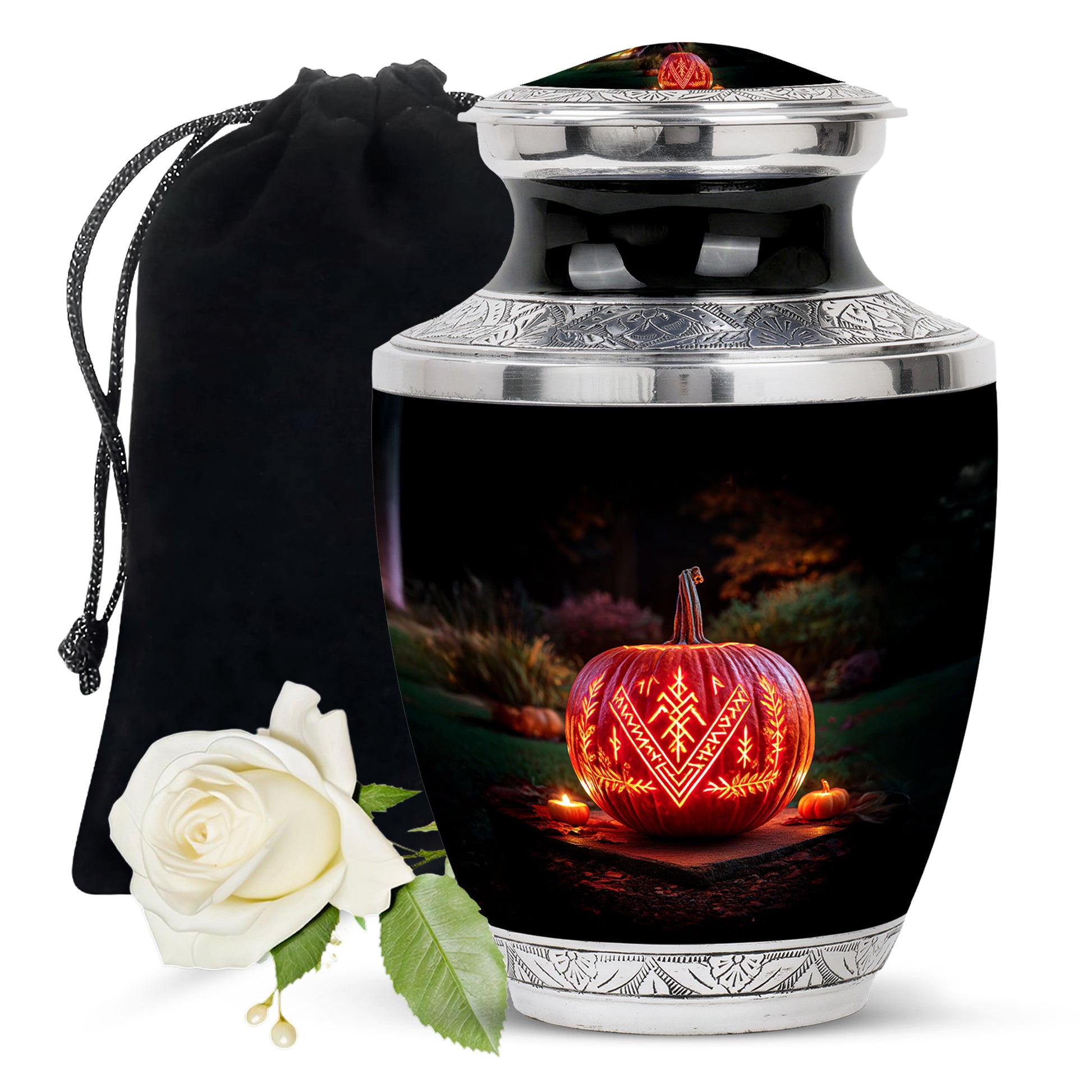 Halloween Cremation Urn - Glowing Pumpkin Memorial Urn For Burial