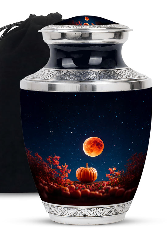 Red Moonlight Cremation Urn - Halloween Pumpkin Funeral Urn For Human Ashes