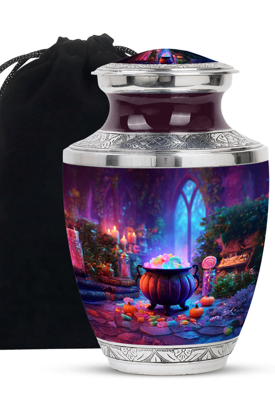 Decorative Cremation Urn - Halloween Cauldron Memorial Urn For Burial
