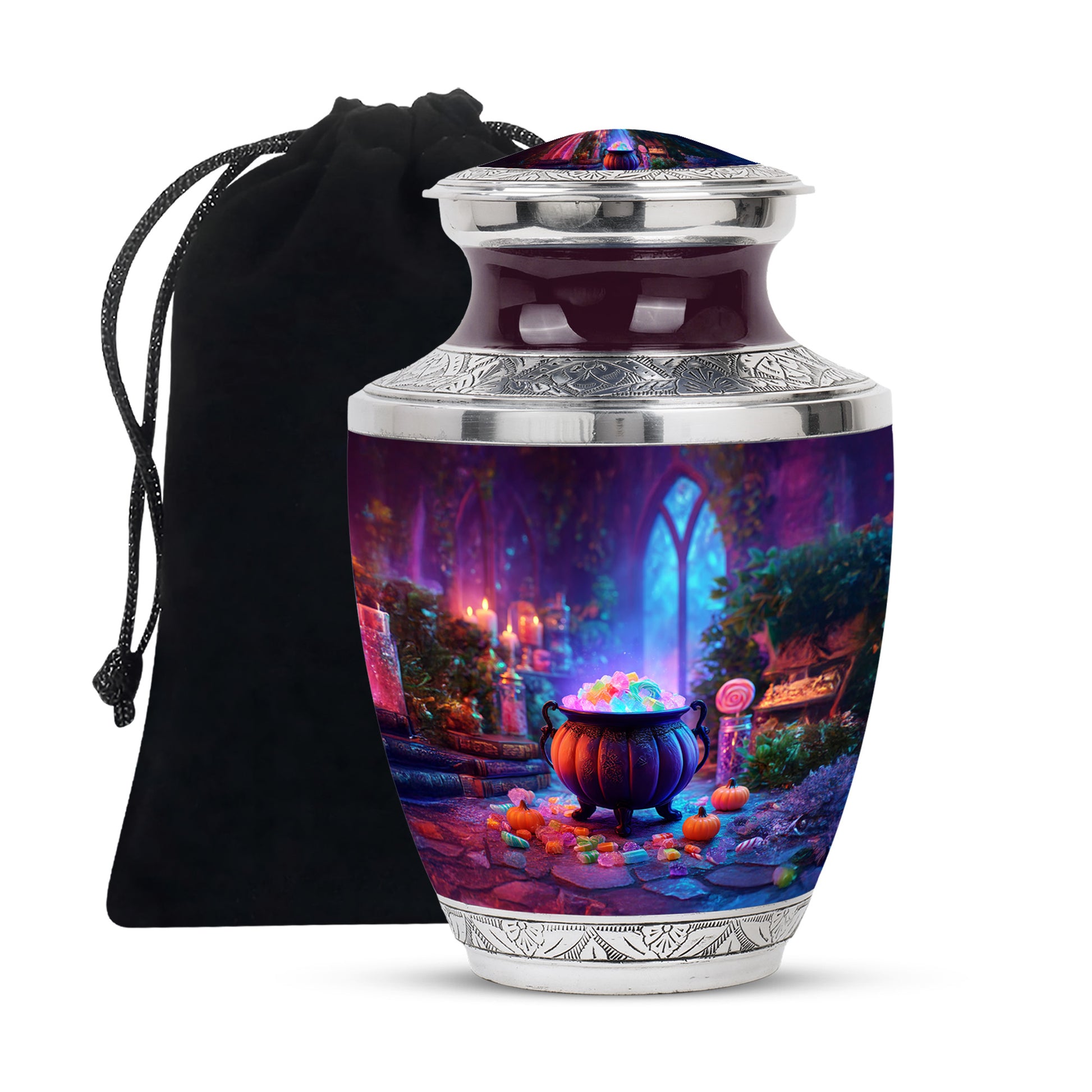 Decorative Cremation Urn - Halloween Cauldron Memorial Urn For Burial