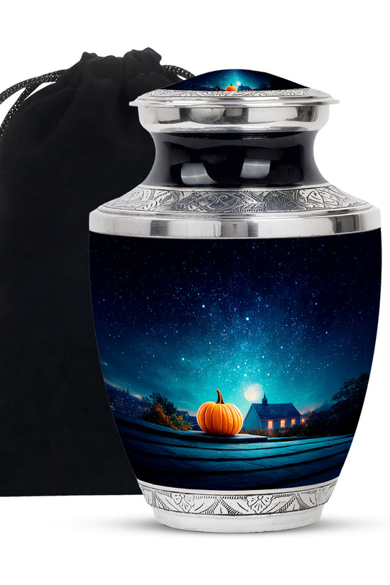 Halloween Pumpkin Night Memorial Urn - Cremation Urn For Ashes