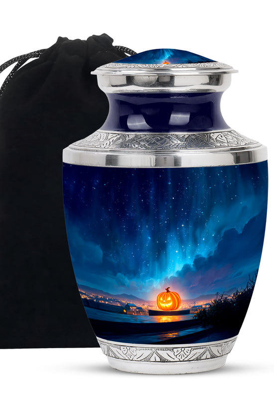 Glowing Pumpkin Memorial Urn - Halloween Day Theme Funeral Urn For Ashes