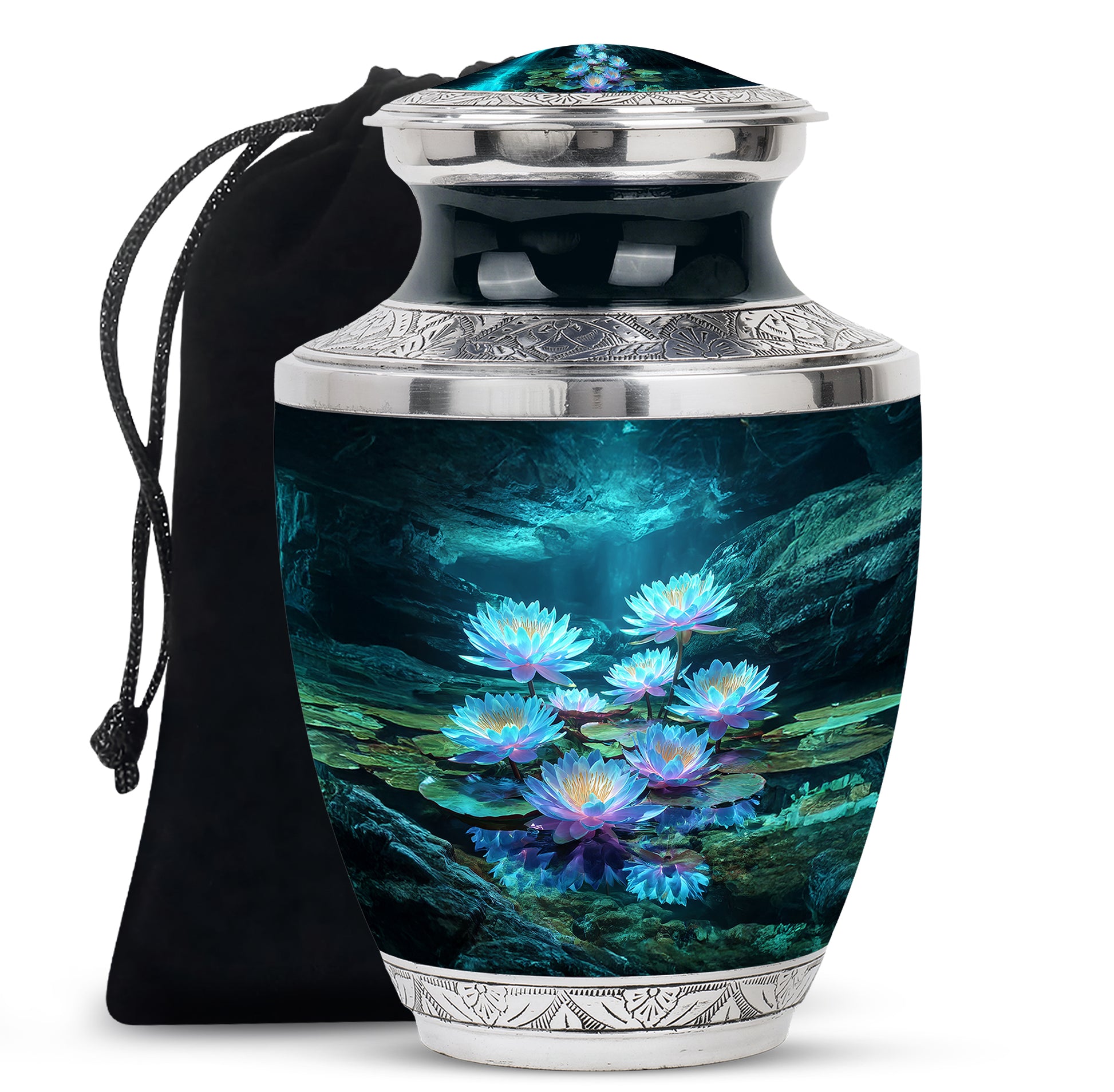 Lotus Cremation Theme Urn - Decorative Funeral Urn For Human Ashes