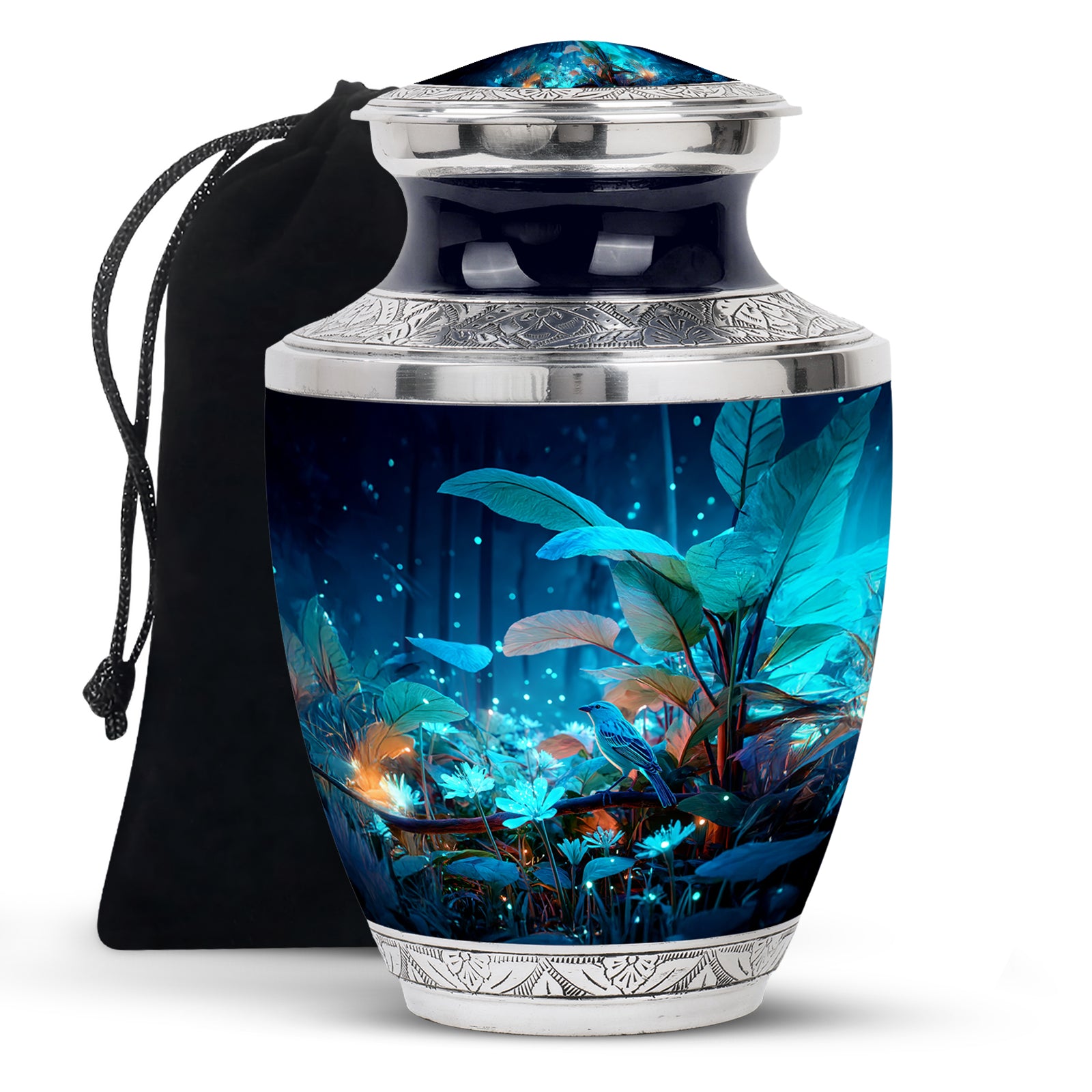 Bird Memorial Urn for Adult Male & Female - Forest Themed Funeral Urn