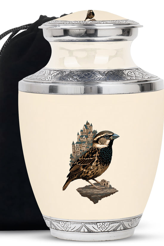 Bird Funeral Urn – Artistic Beige Funeral Urn for Burial