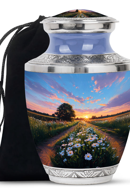 Daisy Flowers Theme Cremation Urn For Ashes - Scenic Nature Memorial Urn For Adults