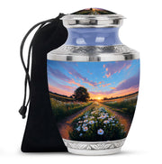 Daisy Flowers Theme Cremation Urn For Ashes - Scenic Nature Memorial Urn For Adults