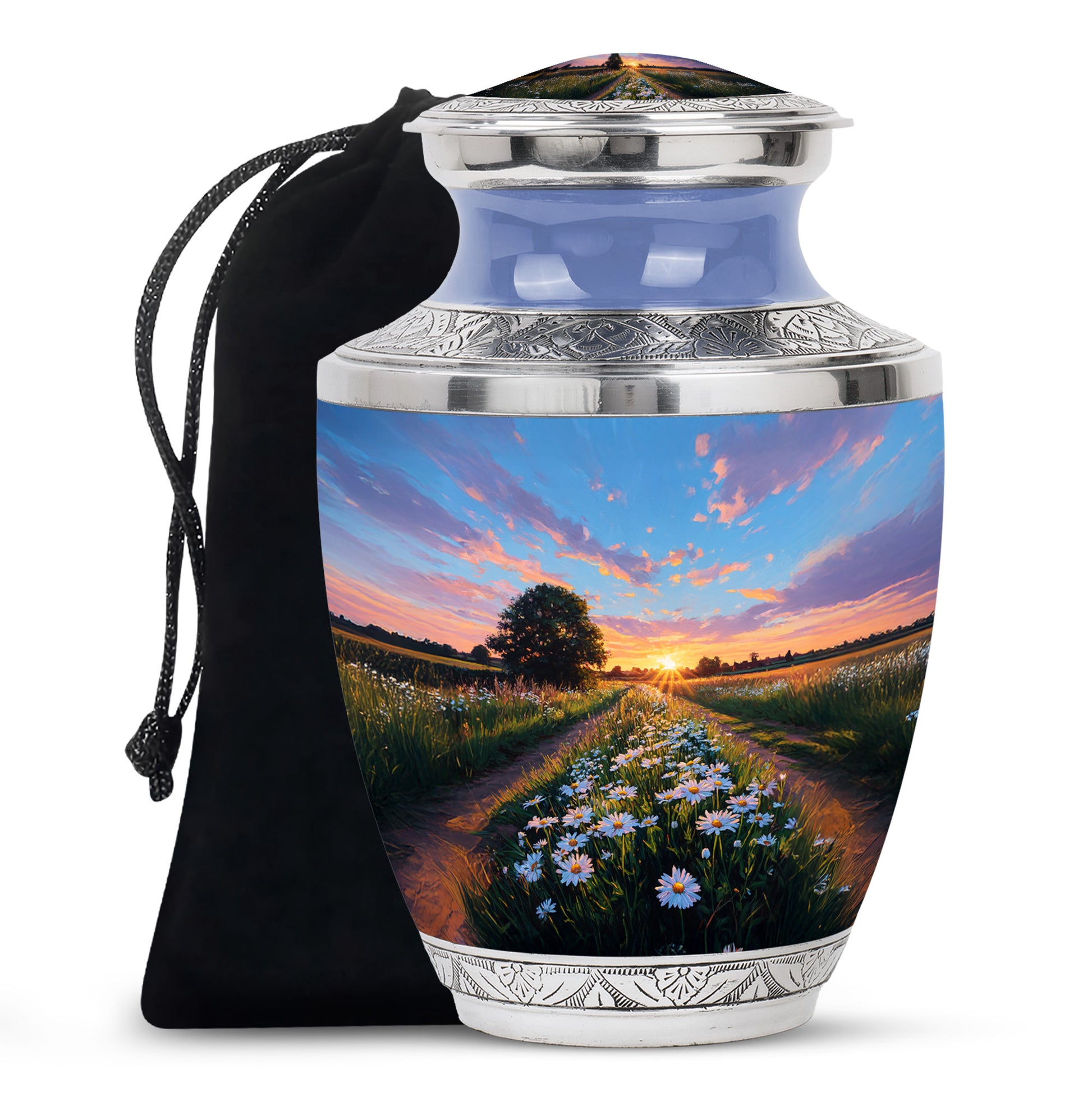Daisy Flowers Theme Cremation Urn For Ashes - Scenic Nature Memorial Urn For Adults