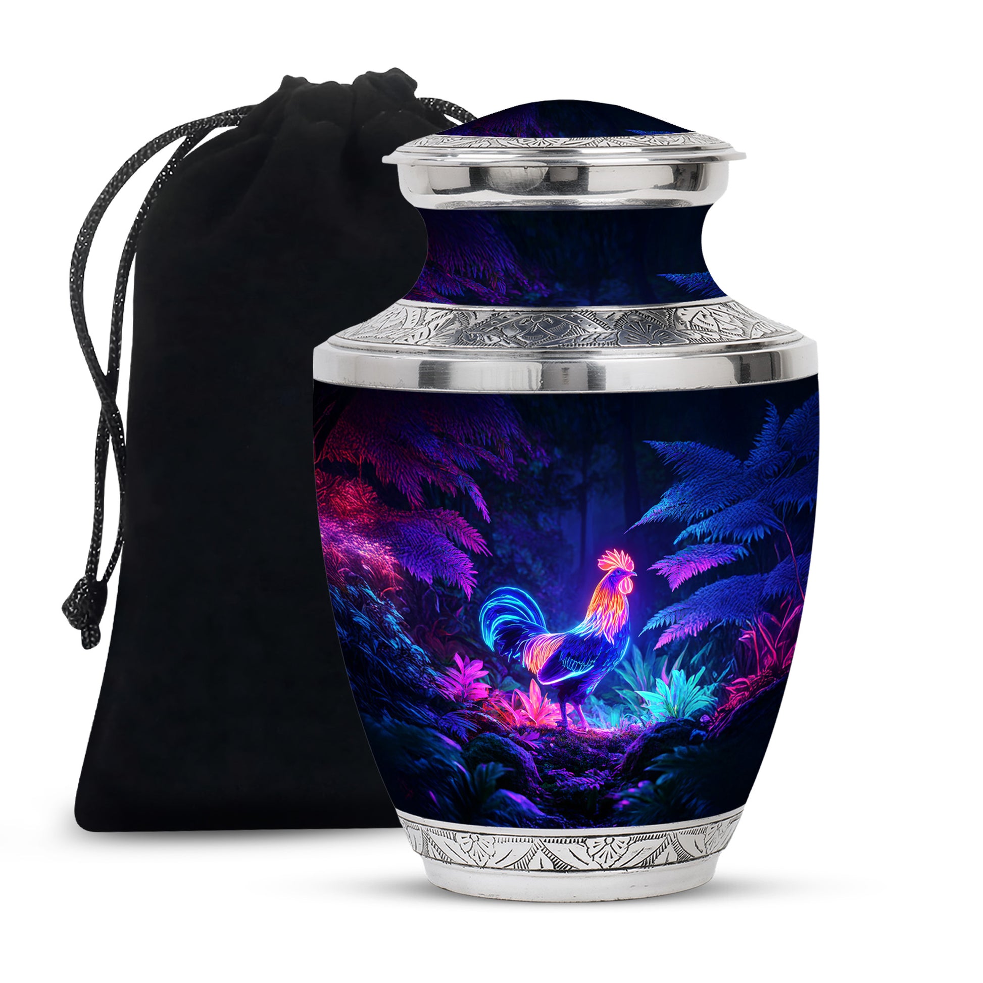Neon Hen Cremation Urn - Forest Memorial Urn For Human Ashes