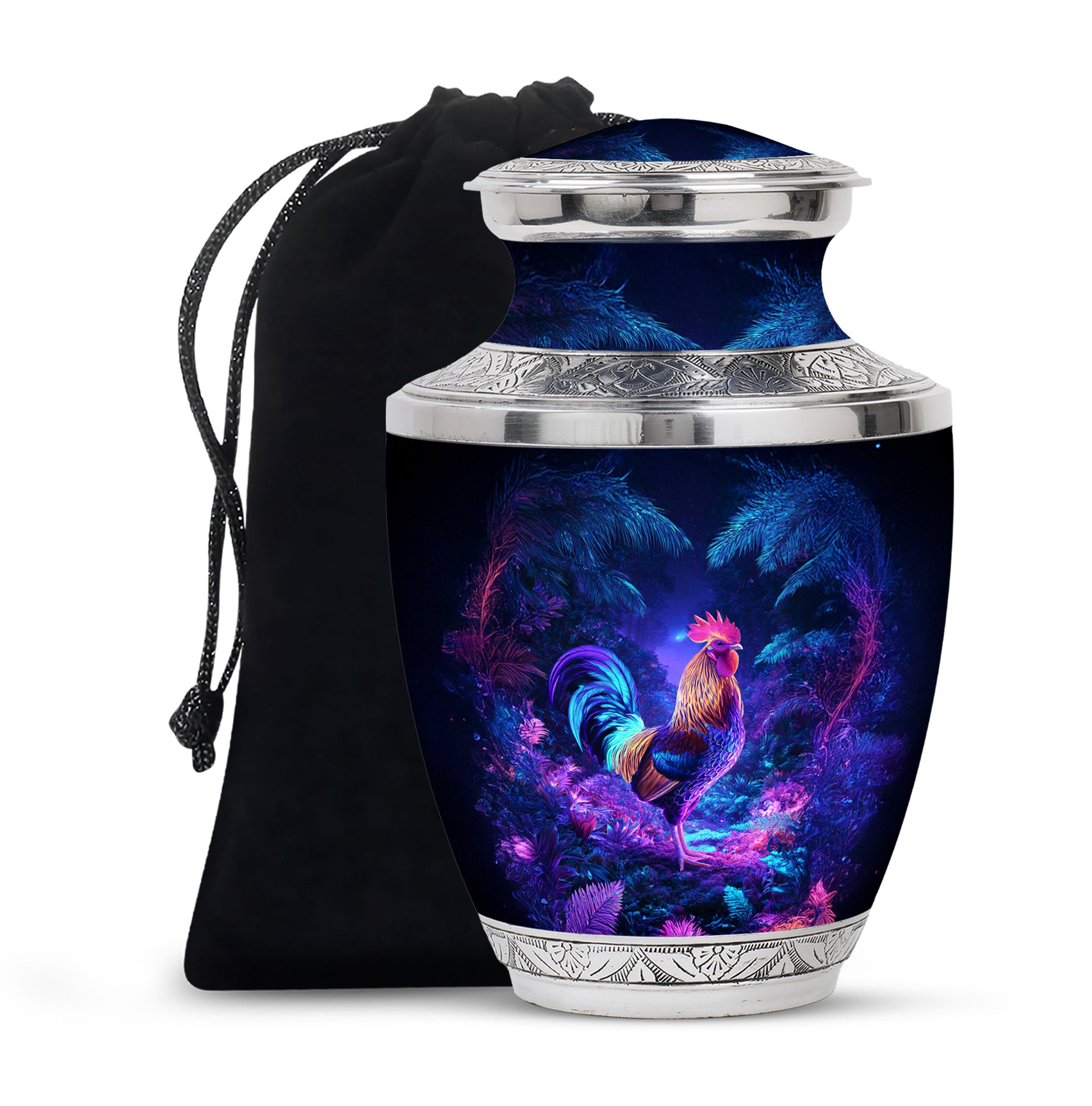 Tropical Neon Hen Urn - Elegant Memorial Urn For Loved Ones