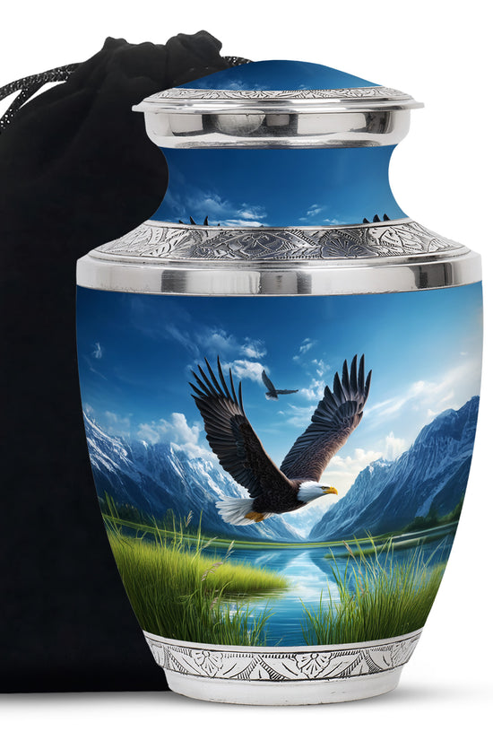 Flying Eagle Funeral Urn - Scenic Nature Cremation Urn For Loved Ones