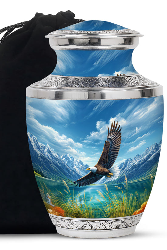 Beautiful Flying Eagle Cremtion Urn - Aluminium Memorial Urn For Loved Ashes