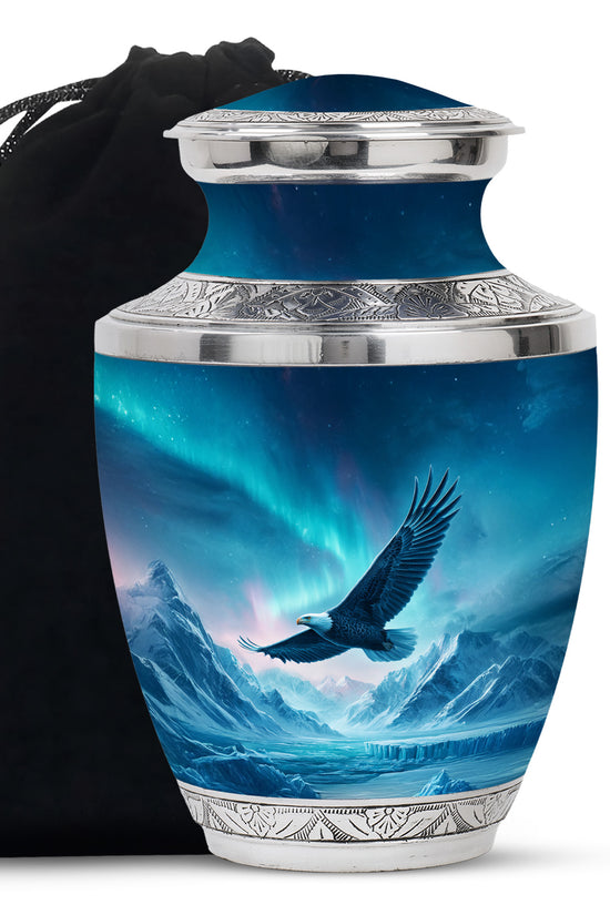 Flying Eagle Memorial Urn - Northern Lights Funeral Urn For Human Ashes