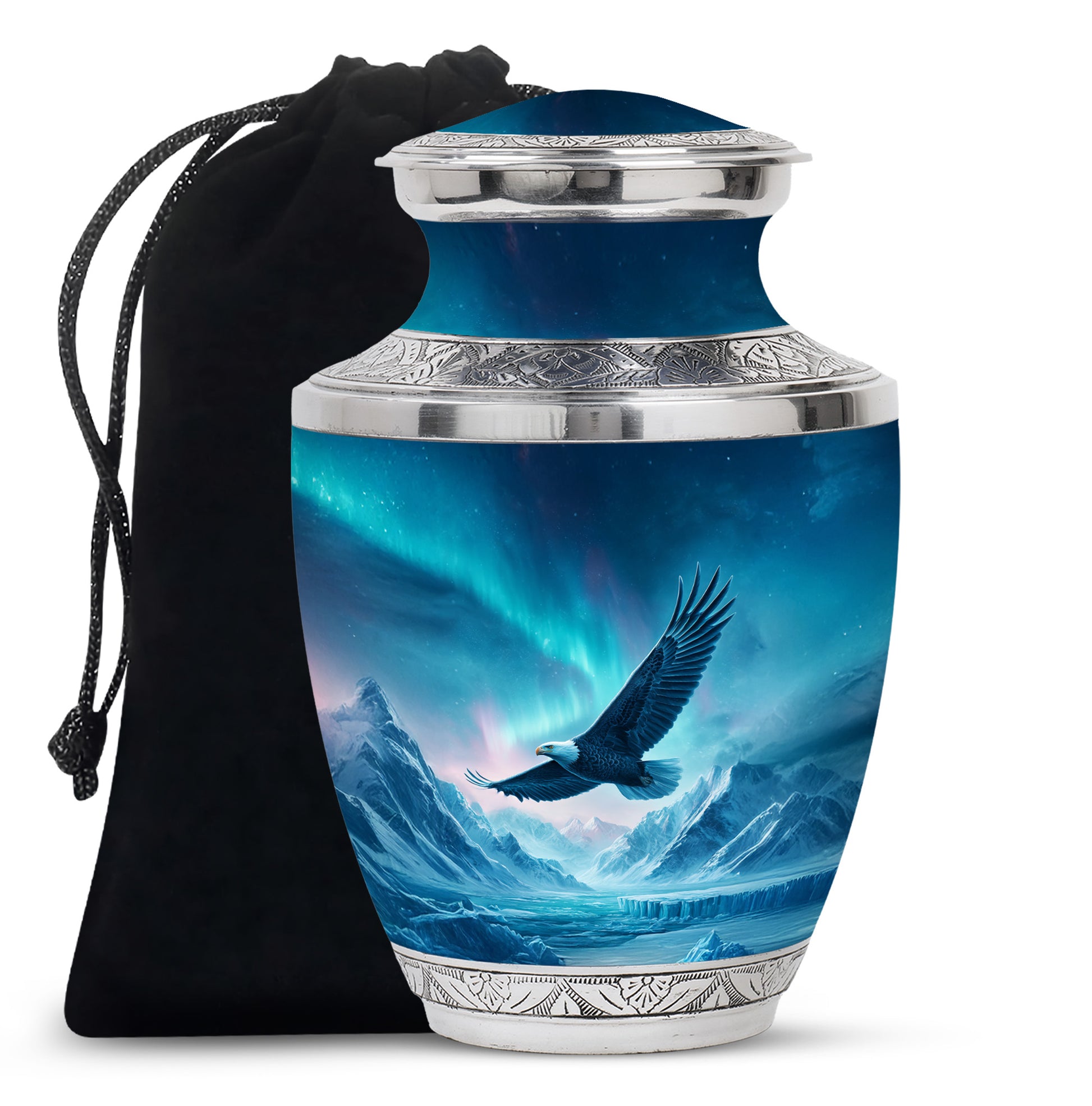 Flying Eagle Memorial Urn - Northern Lights Funeral Urn For Human Ashes