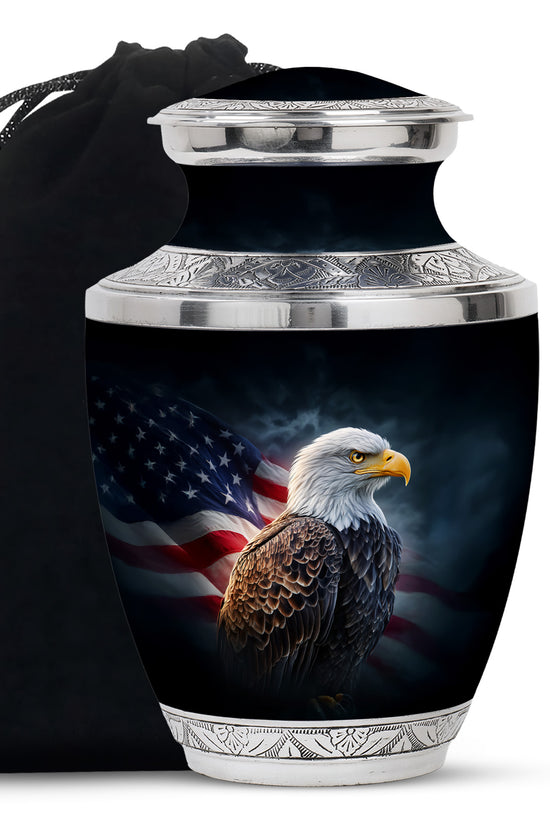 American Flag Memorial Urn - Military Theme Funeral Urn For Adult Ashes