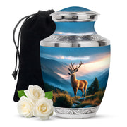Majestic Deer Cremation Urn - Mountain Scenic Landscape Urn For Ashes
