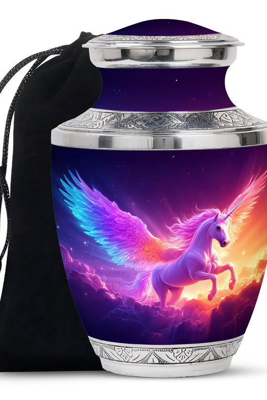 Purple Unicorn Cremation Urn - Aluminium Large Memorial Urn For Ashes