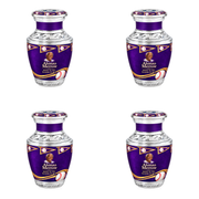 Tasty baseball scene photo memorial urn, 4 Keepsake 3 inch Urns; fictional personalization example.