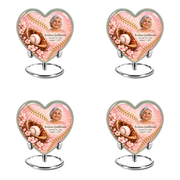Heart baseball scene photo memorial urn, 4 Keepsake 3 inch Urns; fictional personalization example.