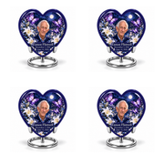 4 Keepsake 3 inch Urns, Heart urn with purple butterflies and moonlit white lilies, Eamon Flintwell portrait, December 3, 1936 to June 14, 2020.
