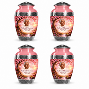 Personalized Tree of Life Premium Classic urn, 4 Keepsake 3 inch Urns; fictional portrait example