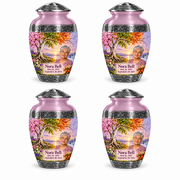 Personalized Tree of Life Premium Classic urn, 4 Keepsake 3 inch Urns; fictional portrait example