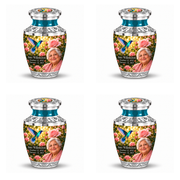 4 Keepsake 3 inch Urns Tasty hummingbird memorial urn with Inez Willowcrest portrait, October 12, 1932 to January 12, 2023.