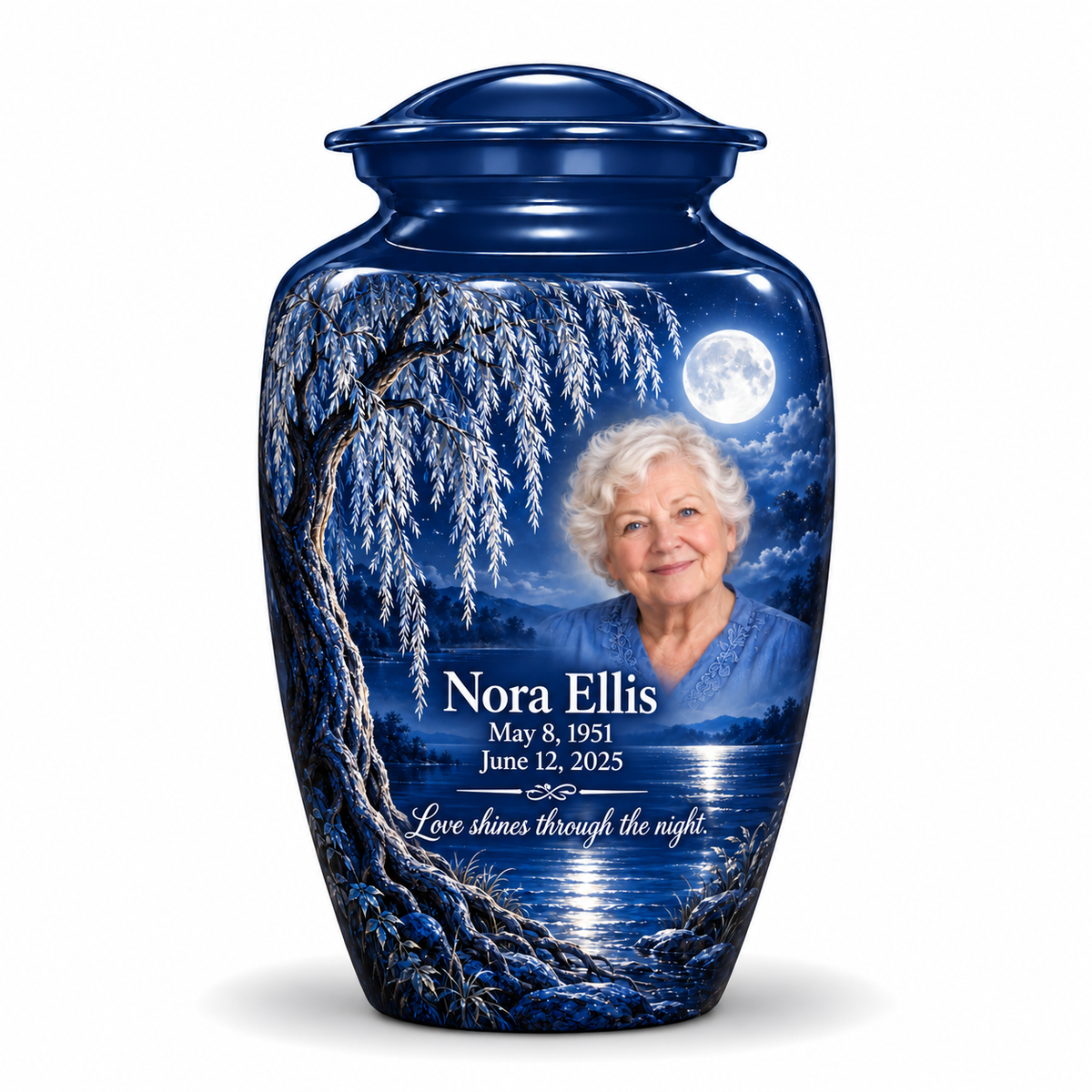 Personalized Tree of Life Classic urn, 10 inch large Urn; fictional portrait example