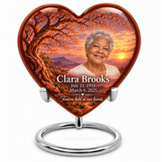Personalized Tree of Life Heart urn, 10 inch large Urn; fictional portrait example