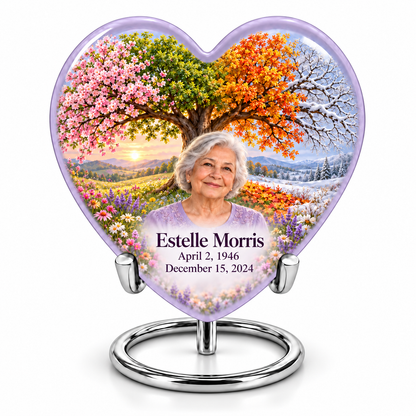 Personalized Tree of Life Heart urn, 1 Keepsake 3 inch Urn; fictional portrait example