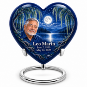 Personalized Tree of Life Heart urn, 1 Keepsake 3 inch Urn; fictional portrait example