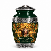 Personalized Tree of Life Premium Classic urn, 1 Keepsake 3 inch Urn; fictional portrait example