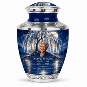 Personalized Tree of Life Tasty urn, 10 inch large Urn; matching example portrait and full memorial dates