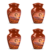 Personalized Tree of Life Classic urn, 4 Keepsake 3 inch Urns; fictional portrait example